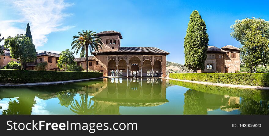 Partal Palace in Alhambra palace in Granada in a beautiful summer day, Spain