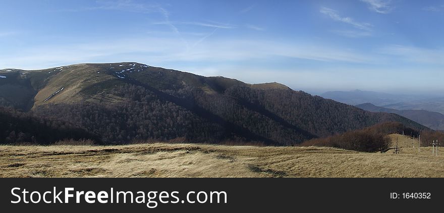Scenic panorama of the carpathian mountain range