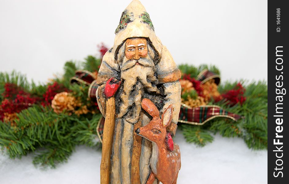 Wooden Old World  Santa with d