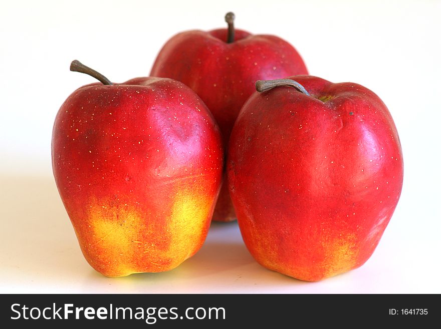 Group of 3 Apples on a white background