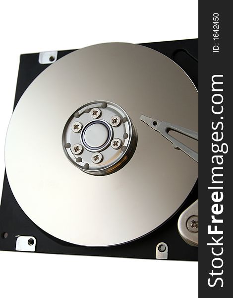 Opened Computer Hard Drive Isolated on a White Background