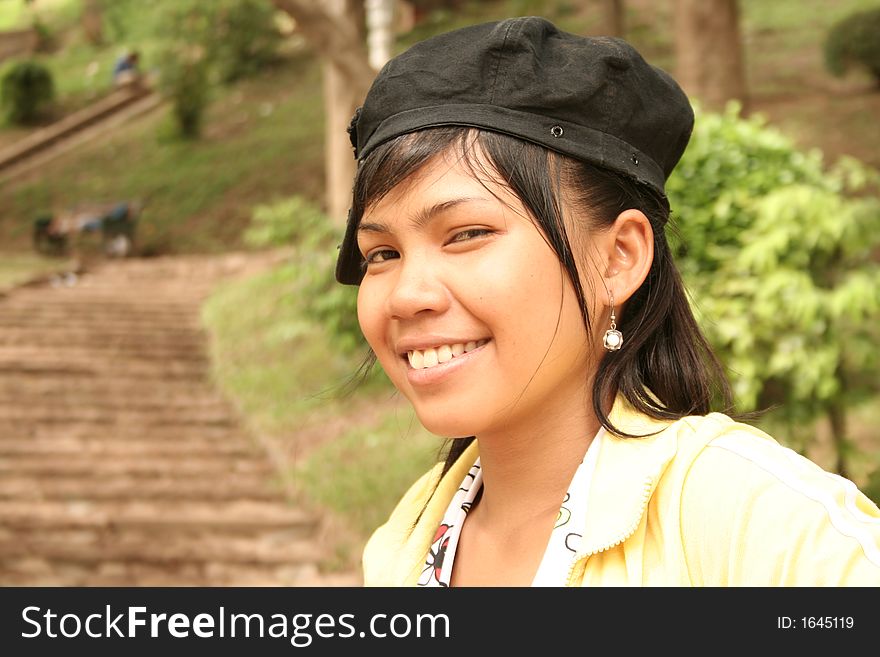 Cambodian girl smiling and posing. Cambodian girl smiling and posing