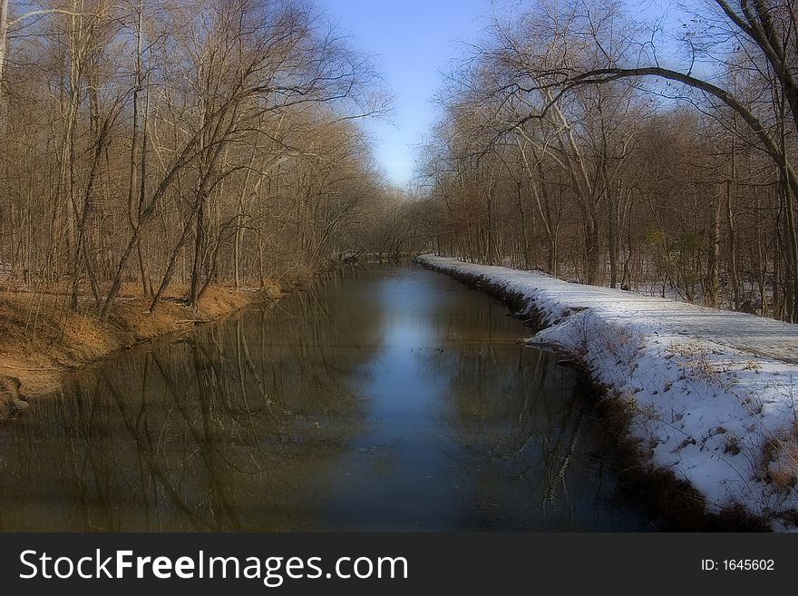 The C&O Canal Towpath after a light snow. The C&O Canal Towpath after a light snow