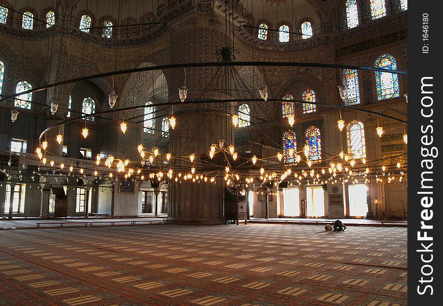 Interior of the Blue mosque in Istanbul, Turkey