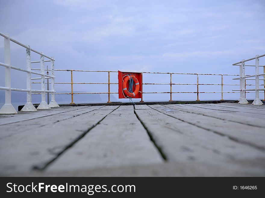 Pier with lifesaver on Whitby Harbour