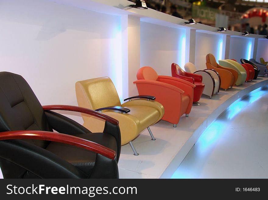 Photo of row of modern designed chairs
