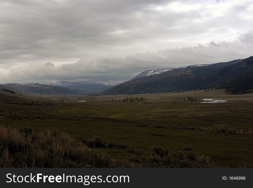 Cloud covered Lamar Valley in Yellowstone National Park.  World famous for it's wildlife.
