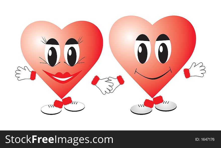 Valentine heart couple walking together illustration. Valentine heart couple walking together illustration