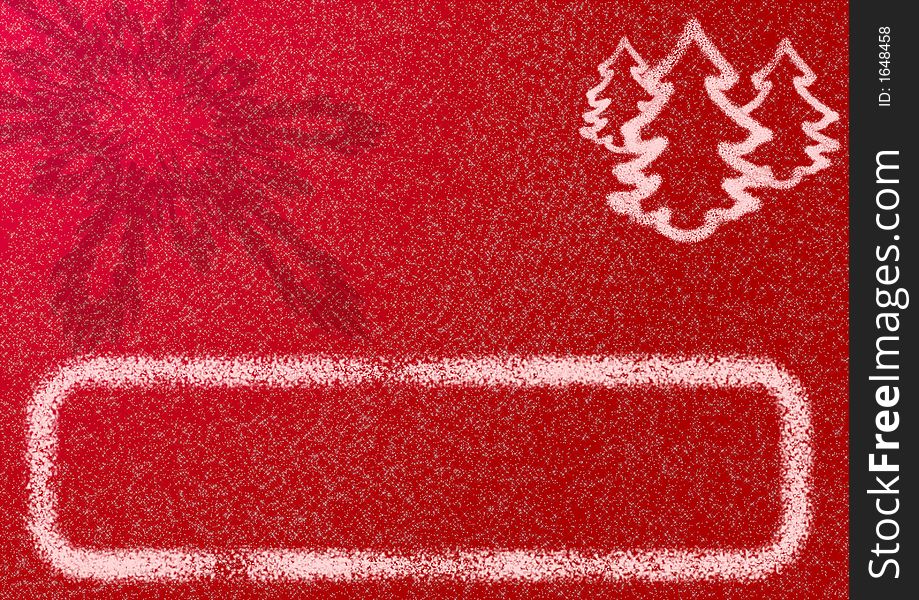 Christmas background with elements of snowflakes, fur-trees on a red gradient and field from a snow for input of the text. Christmas background with elements of snowflakes, fur-trees on a red gradient and field from a snow for input of the text