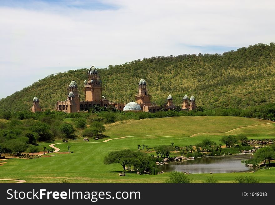 Beautiful golf course landscape on the sunny day. Beautiful golf course landscape on the sunny day.