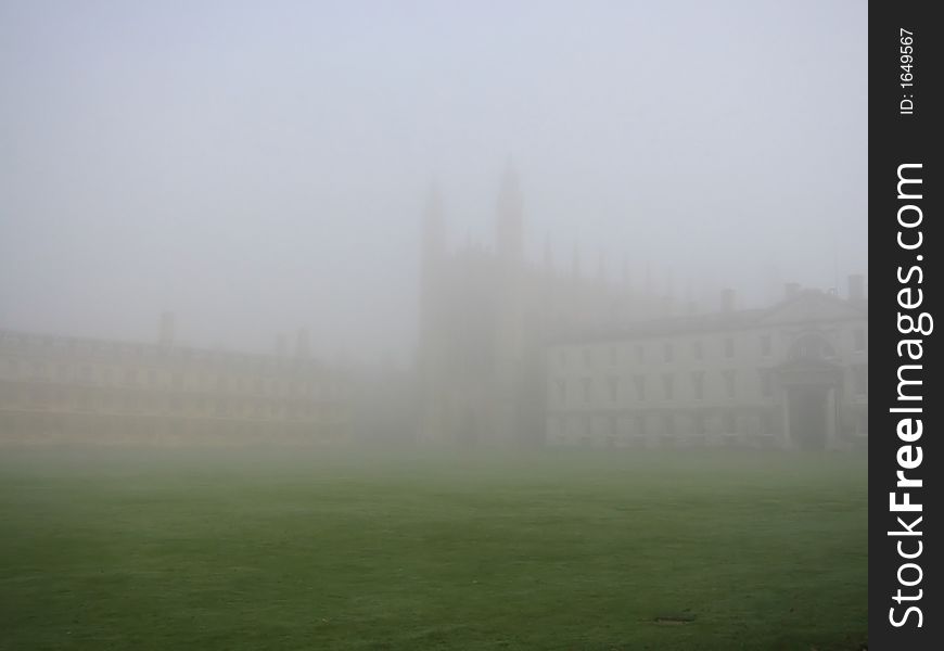 King's College on a misty day