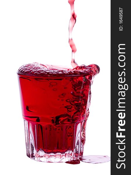 Frozen water splash in a glass with clipping path