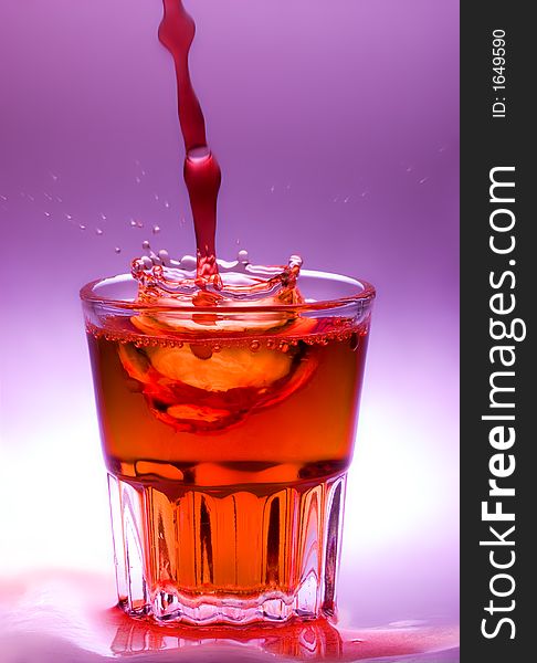 Frozen water splash in a glass