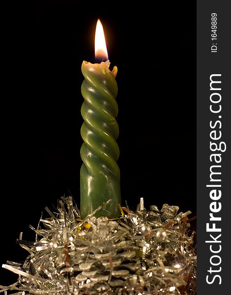 Simple green candle decorated bottom