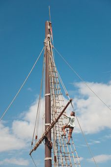 Mast Of The Replica Of A Columbus S Ship Stock Photo Mast Of The Replica Of A Columbus S Ship Stock Photo