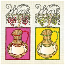 Wine Jars By Wine Sort Stock Photo