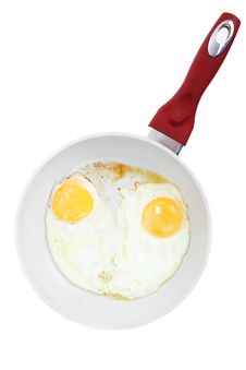 Broken Egg Frying In A Pan Isolated On White Royalty Free Stock Photography Broken Egg Frying In A Pan Isolated On White Royalty Free Stock Photography