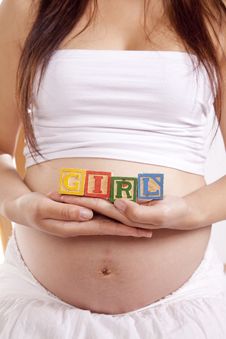 Pregnant Blocks Girl Front Stock Photos