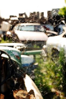 Spider Web And Old Abandoned Car Stock Images Spider Web And Old Abandoned Car Stock Images