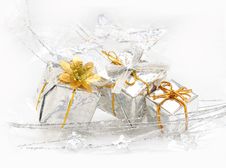 Wrapped Silver Gift Boxes Royalty Free Stock Photo Wrapped Silver Gift Boxes Royalty Free Stock Photo