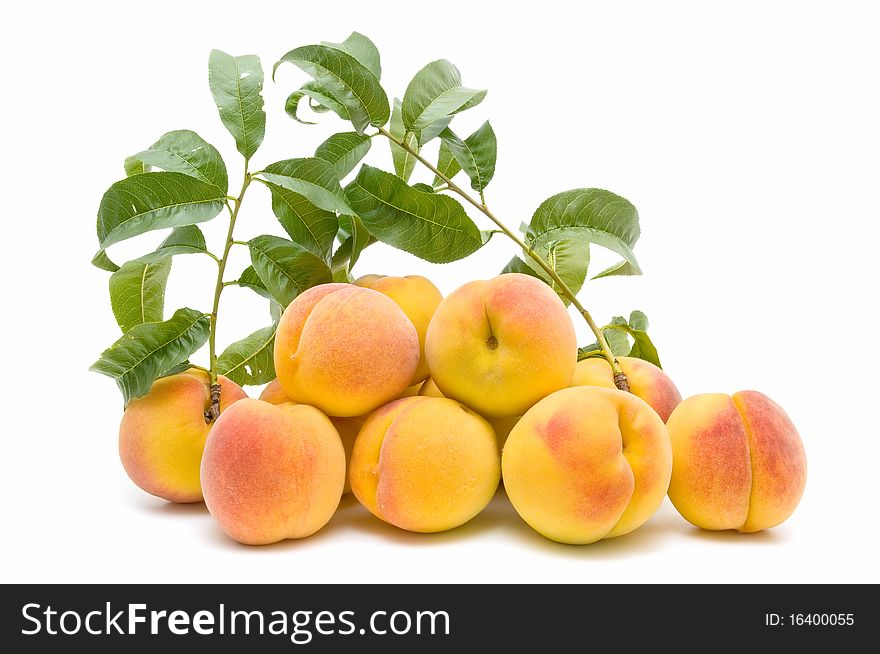 Ecological peaches isolated on white background. Ecological peaches isolated on white background