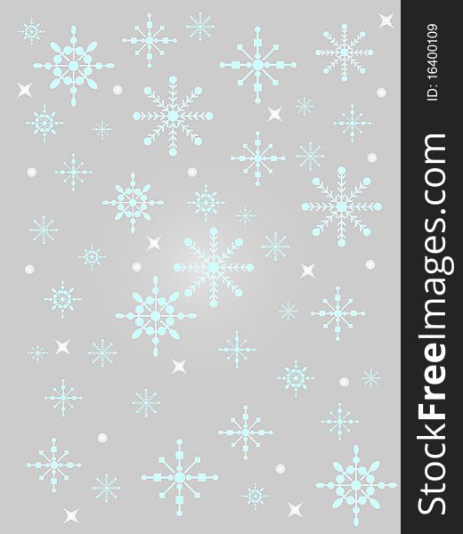 Winter background. Abstract white snowflakes.