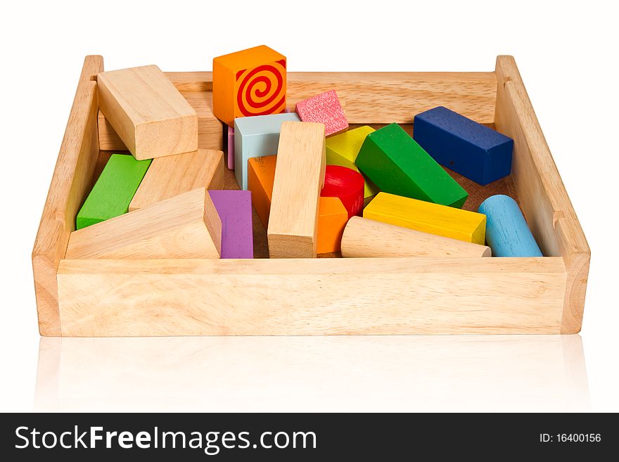 The toy wood isolated on the white background