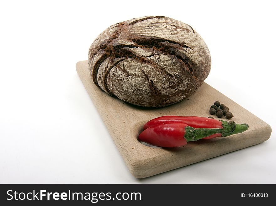 bread on kitchen board isolated