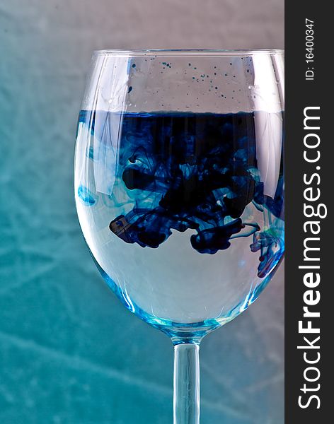 Blue Swirls in Wine Glass. Blue Swirls in Wine Glass