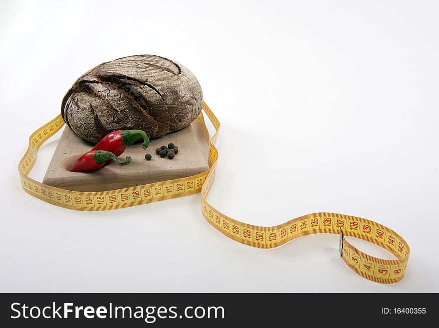 bread on kitchen board isolated