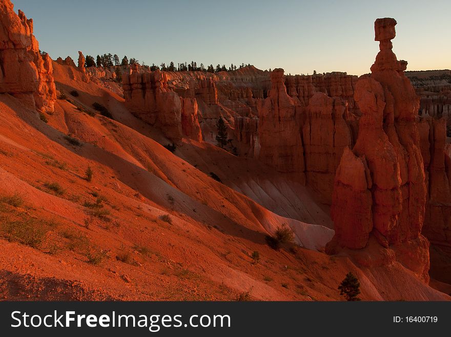 Thor´s hammer taken by sunrise in bryce canyon utah usa