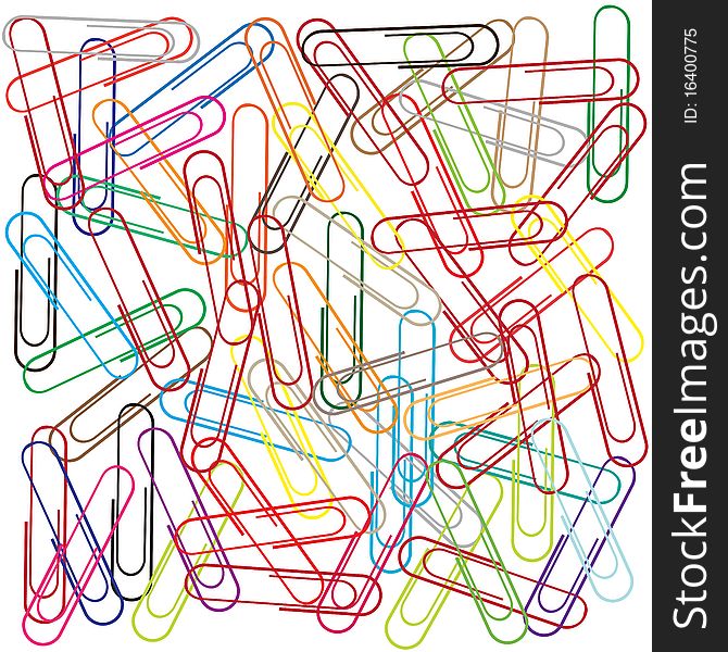 Vector illustration of funky background with a lot of paper clips - useful for school or office concepts
