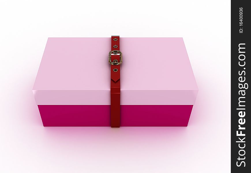 Pink box with strap isolated on white background