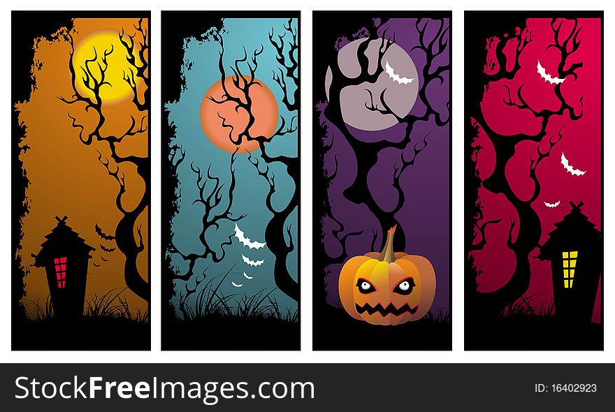 Set of halloween banners