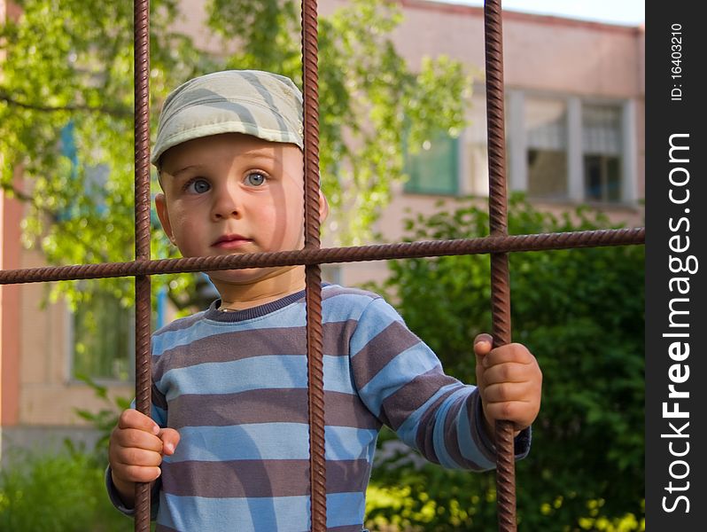 The boy behind a lattice