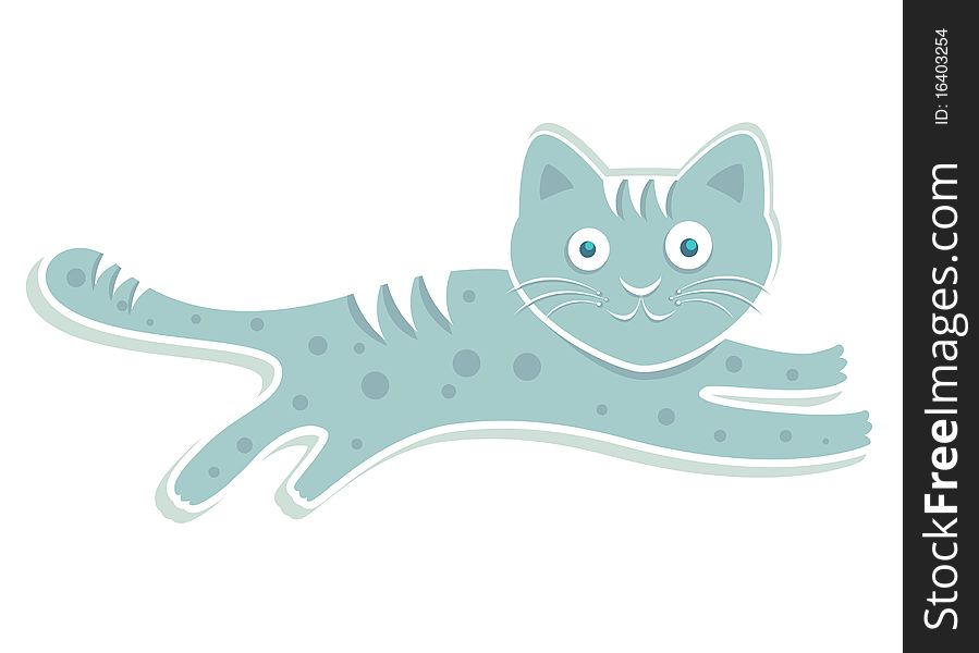 Blue cute cat jumping illustration. Blue cute cat jumping illustration