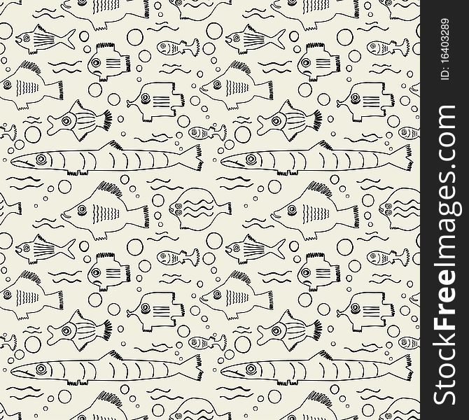 Seamless pattern with fish