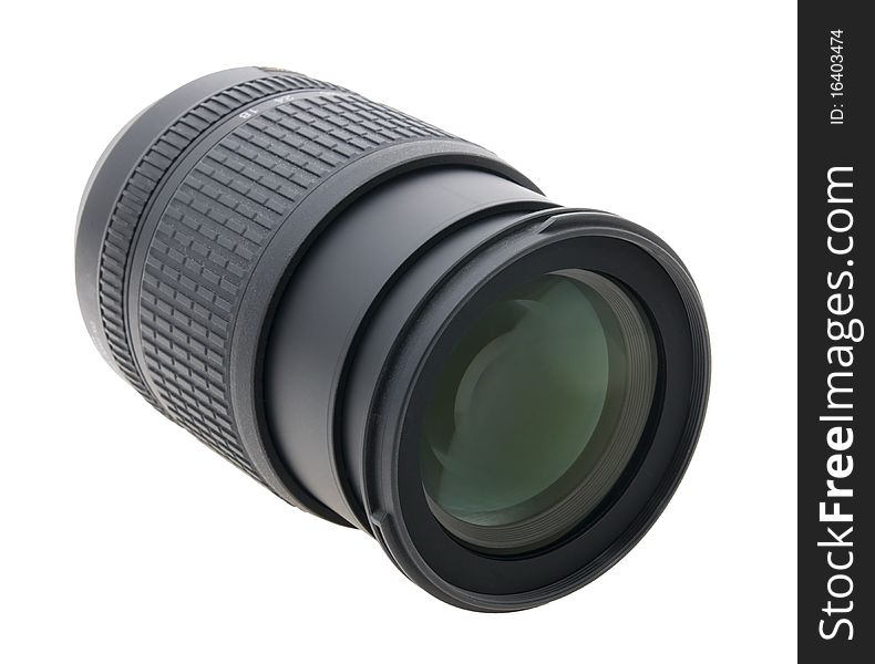 Black Fast zoom lens isolated
