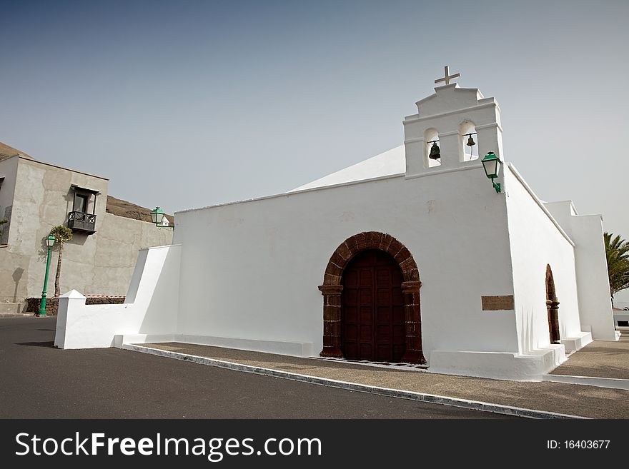 White church in Lanzarote, Canary Island