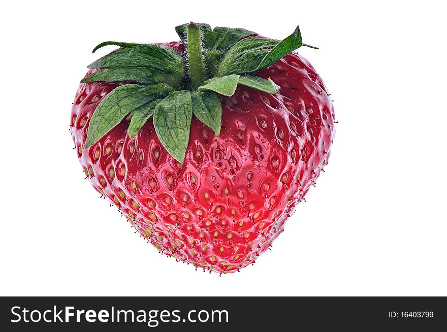 One red ripe strawberry as a ingredient for dessert