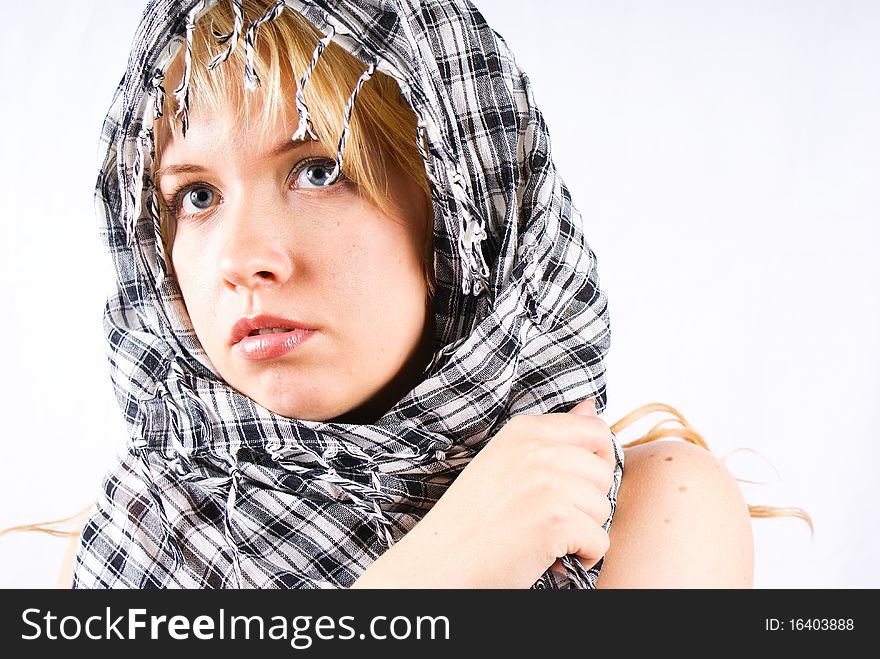 Portrait of beautiful girl, in Arabic head-dress