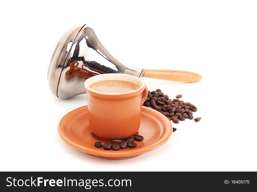 Turk And Coffee Cup On A White Background