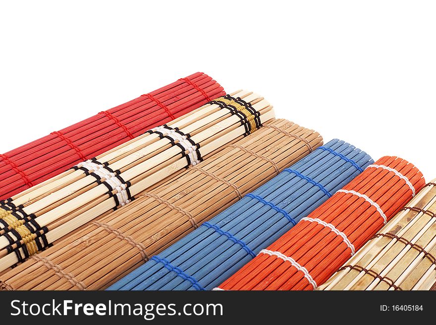 Series. Colourful bamboo rugs in the Chinese style