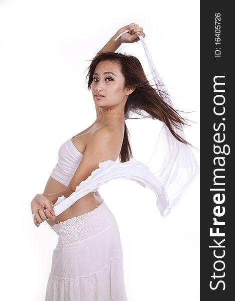 Pregnant Woman White Sarong