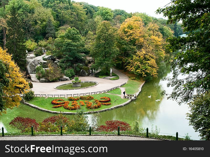 Beautiful park with a lake