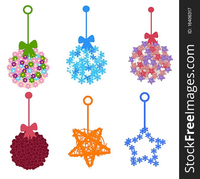 Set of christmass balls - colorful vector illustration
