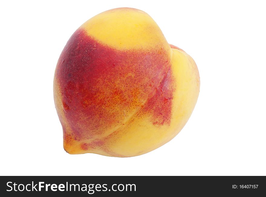 Yellow red-ripe peach isolated on white