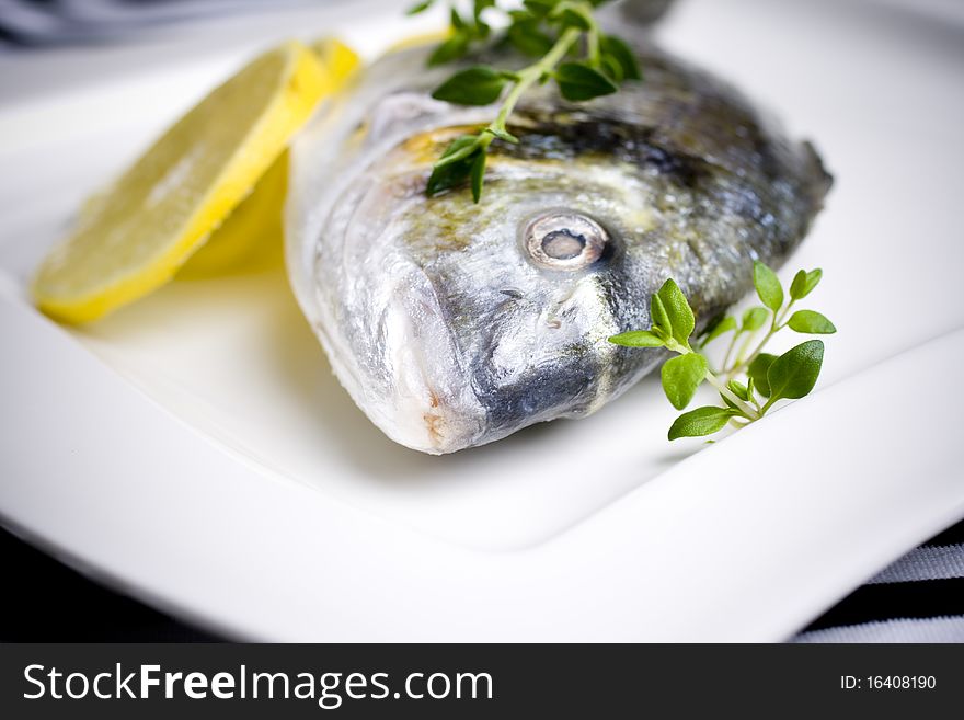 Gilt-head bream on ice