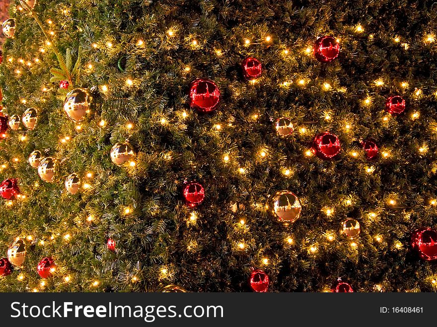 Detail of christmas tree with ornaments. Detail of christmas tree with ornaments