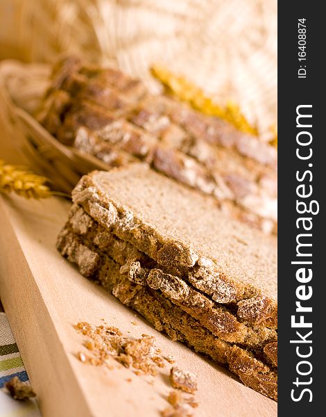 Fresh bread with ear of wheat